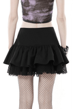 Gothic Skirt with Lace-Up Zipper and Buckle Embellishments