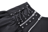 Gothic Skirt with Lace-Up Zipper and Buckle Embellishments