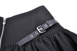 Gothic Skirt with Lace-Up Zipper and Buckle Embellishments