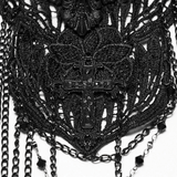 Gothic Skull Lace Body Harness with Chain Accents