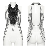 Gothic Skull Lace Body Harness with Chain Accents