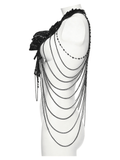 Gothic Skull Lace Body Harness with Chain Accents
