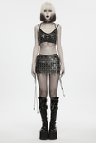 Gothic Strappy Cage Skirt with Crosses and Metal Chains