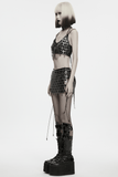 Gothic Strappy Cage Skirt with Crosses and Metal Chains