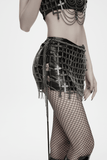 Gothic Strappy Cage Skirt with Crosses and Metal Chains