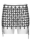 Gothic Strappy Cage Skirt with Crosses and Metal Chains