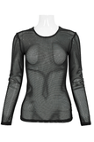 Gothic Style Black Sheer Top With Long-sleeves