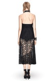 Gothic Style Maxi Dress with Skull Pattern And Belt