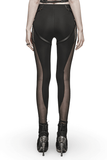 Gothic Style Skinny Pants-Leggings with Black Mesh Detail