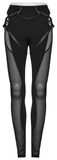 Gothic Style Skinny Pants-Leggings with Black Mesh Detail