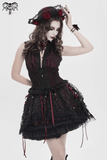 Gothic Tartan Mesh Tiered Skirt with Ribbon Frills