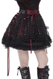 Gothic Tartan Mesh Tiered Skirt with Ribbon Frills