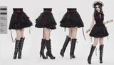 Gothic Tartan Mesh Tiered Skirt with Ribbon Frills