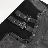 Gothic Techwear Trousers with Buckles and Panel Details
