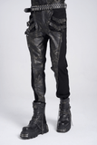 Gothic Techwear Trousers with Buckles and Panel Details