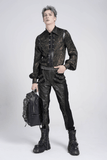Gothic Techwear Trousers with Buckles and Panel Details