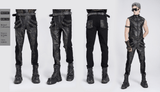 Gothic Techwear Trousers with Buckles and Panel Details
