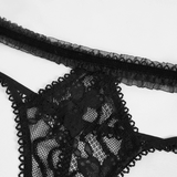 Ensemble de lingerie deux pièces fendu noir sexy / lingerie gothique pour femmes avec soutien-gorge évidé