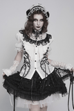 Gothic White Lolita Lace Bonnet with Black Roses