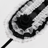 Gothic White Lolita Lace Bonnet with Black Roses