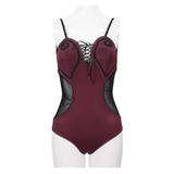 Gothic Wine Red One-Piece: Comfort and Style Swimsuit