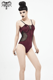 Gothic Wine Red One-Piece: Comfort and Style Swimsuit