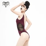 Gothic Wine Red One-Piece: Comfort and Style Swimsuit