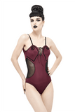 Maillot de bain une pièce élégant rouge vin pour femmes / maillots de bain élasticité et confort de style gothique