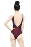 Gothic Wine Red One-Piece: Comfort and Style Swimsuit