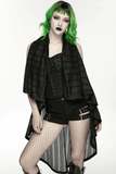 Gothic Women Hooded Mesh Cape with Belted Punk Vibe