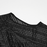 Gothic Women Hooded Mesh Cape with Belted Punk Vibe