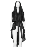 Gothic Women Hooded Mesh Cape with Belted Punk Vibe