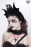 Gothic Women's Bat Tiara with Feathers and Roses