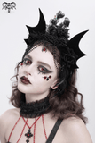 Gothic Women's Bat Tiara with Feathers and Roses