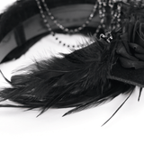 Gothic Women's Bat Tiara with Feathers and Roses