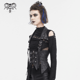 Gothic Women's Lace-up Waistcoat with Removable Collar