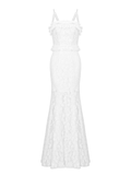 Graceful White Lace Mermaid Gown with Thin Straps