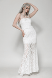 Graceful White Lace Mermaid Gown with Thin Straps