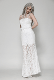 Graceful White Lace Mermaid Gown with Thin Straps