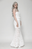 Graceful White Lace Mermaid Gown with Thin Straps