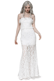 Graceful White Lace Mermaid Gown with Thin Straps