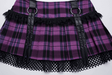 Grunge Mesh Pleated Mini Skirt with Lace Trim for Women