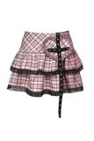 Grunge Mini Skirt with Heart Buckle and Grommet Details