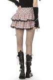 Grunge Mini Skirt with Heart Buckle and Grommet Details