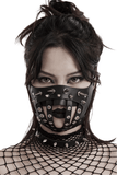Half Mask with Metal Rivets: Edgy Punk Leather Accessory