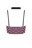 Halter Crop Top in Black and Pink Featuring Strappy Design