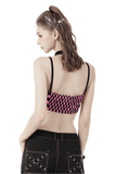 Halter Crop Top in Black and Pink Featuring Strappy Design