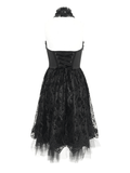 Halter Gothic Dress with Tulle Skirt and Lace Detail