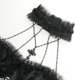 Halter Gothic Dress with Tulle Skirt and Lace Detail