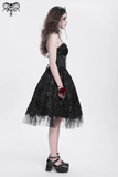 Halter Gothic Dress with Tulle Skirt and Lace Detail